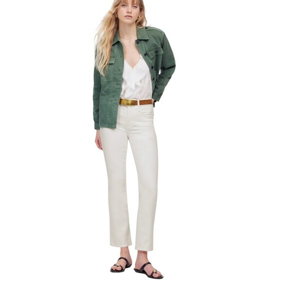 Madewell Denim - Madewell Mid Rise Kick Out Crop Jeans White Denim Size 29 Tall Classic